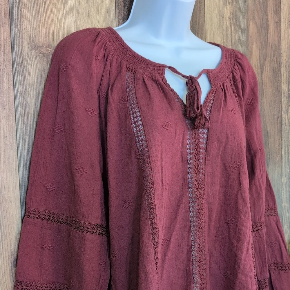 American Eagle Outfitters Lace Detail Flowy Crop Blouse S         C626